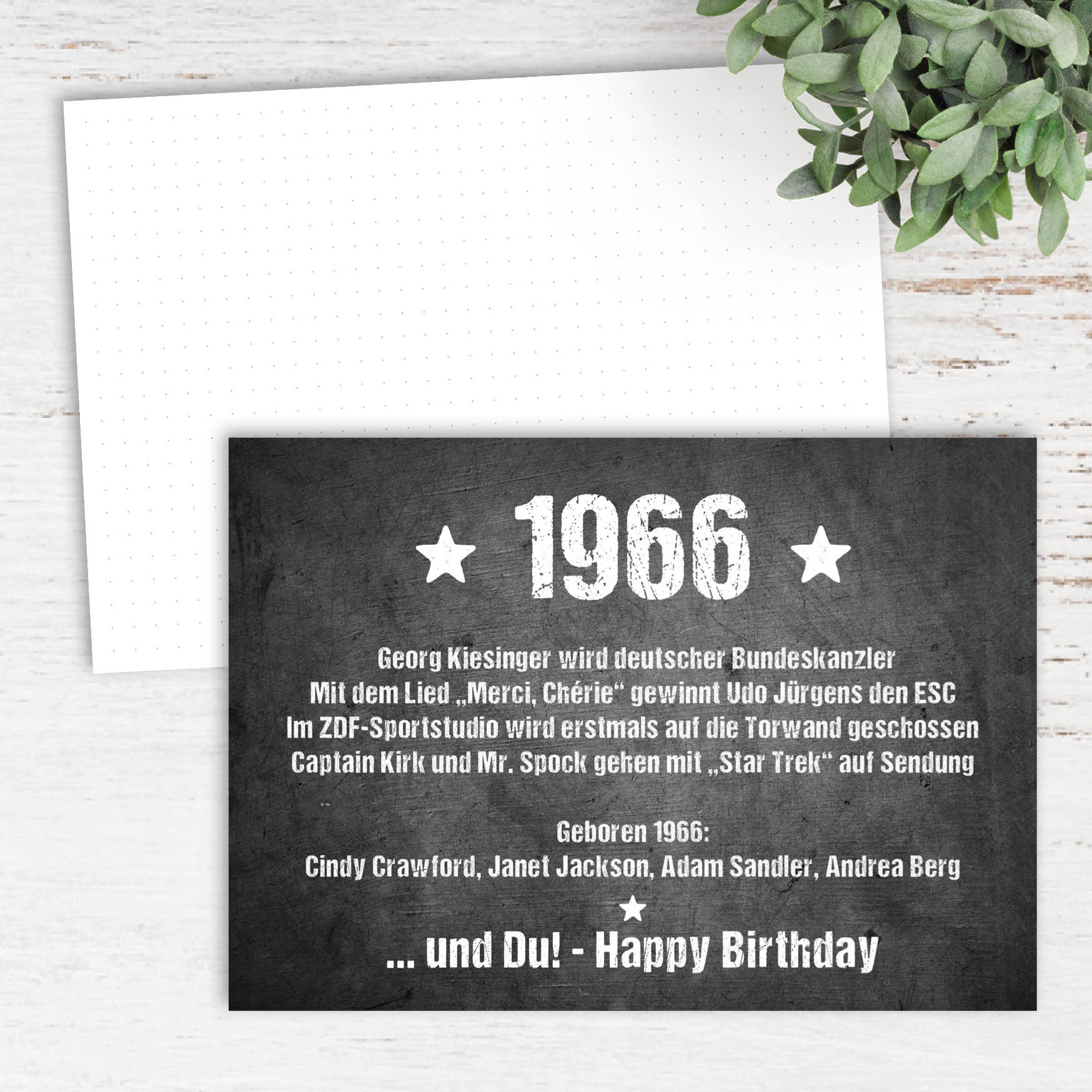 Glückwunsch Postkarte zum 60. Geburtstag – Ereignisse aus 1966